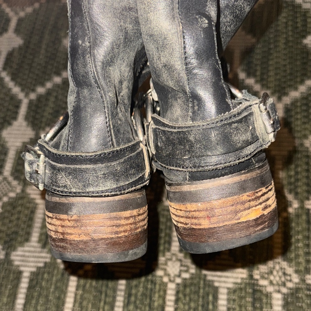 Y2K Leather MOTO Boots with Harness - Picture 6 of 7
